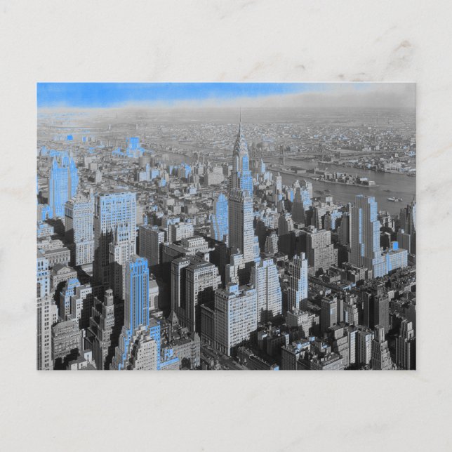 Blue New York City Night Postcard (Front)