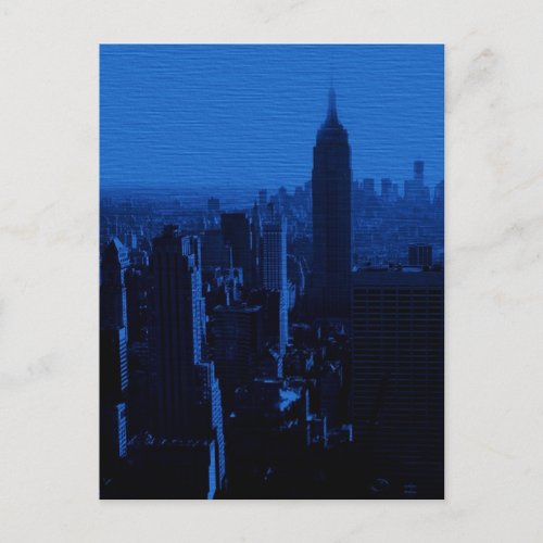 Blue New York City Night Postcard