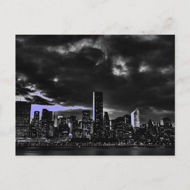 Blue New York City Night Postcard (Front)