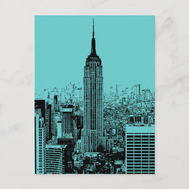Blue New York City Night Postcard (Front)