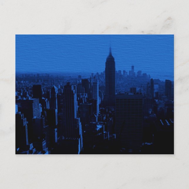 Blue New York City Night Postcard (Front)