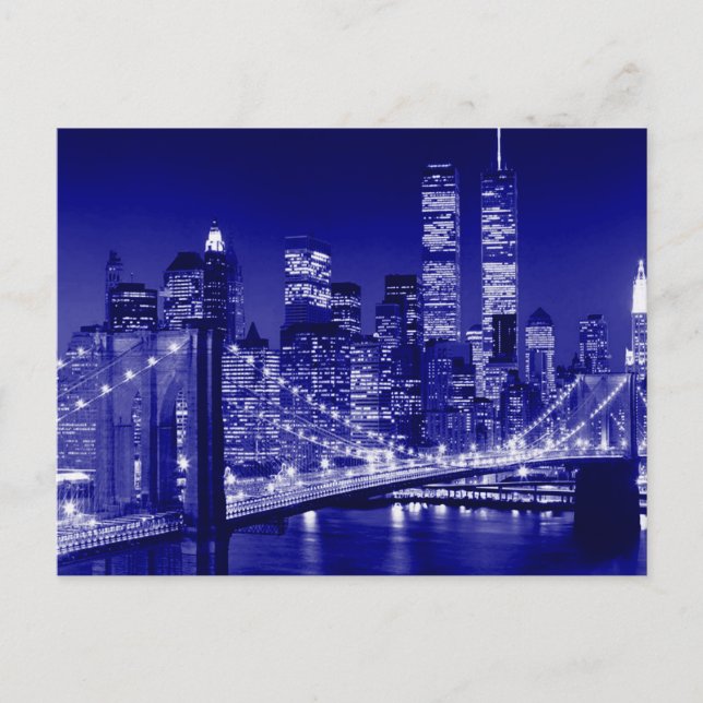 Blue New York City Night Postcard (Front)