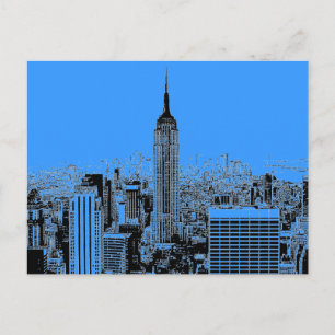 Blue New York City Night Postcard