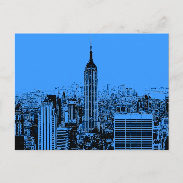 Blue New York City Night Postcard (Front)