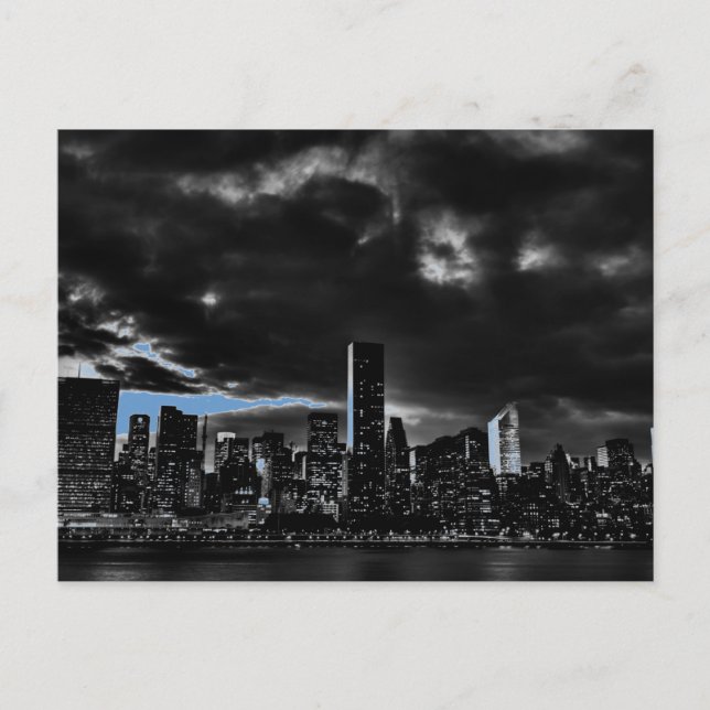 Blue New York City Night Postcard (Front)