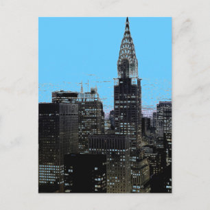 Blue New York City Night Postcard