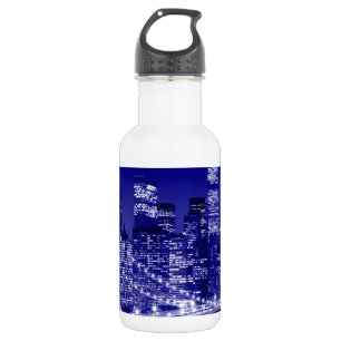 Blue New York City Night Stainless Steel Water Bottle