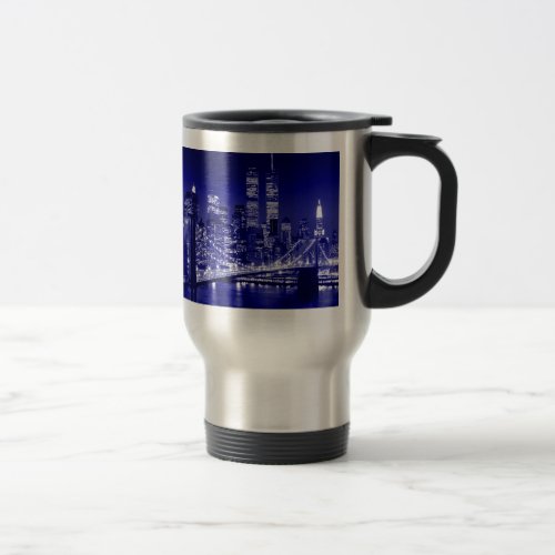 Blue New York City Night Travel Mug