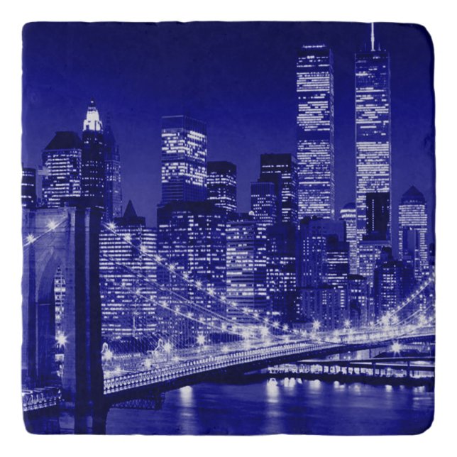 Blue New York City Night Trivet (Front)