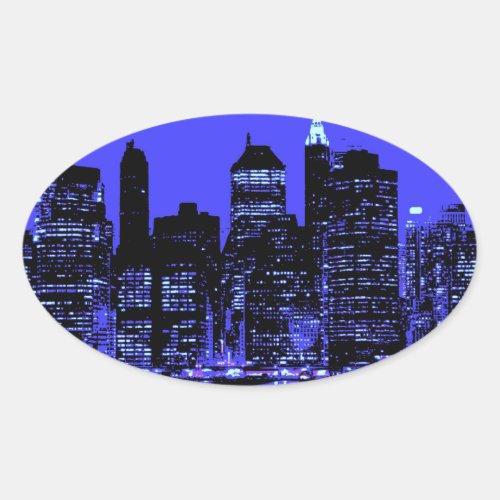 Blue New York City Oval Sticker