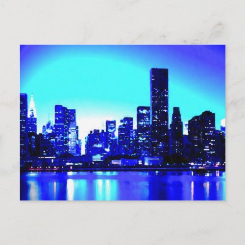 Blue New York City Postcard
