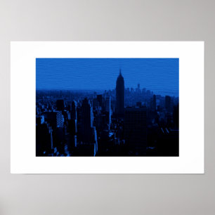 Blue New York City White Border Poster