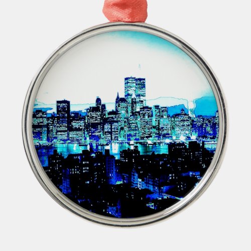 Blue New York Metal Ornament