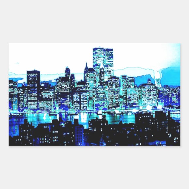 Blue New York Rectangular Sticker (Front)