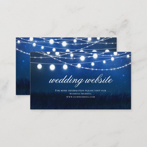 Blue Night and Silver Lights Wedding Website Card