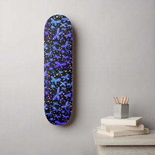 Blue Night Butterflies Skateboard