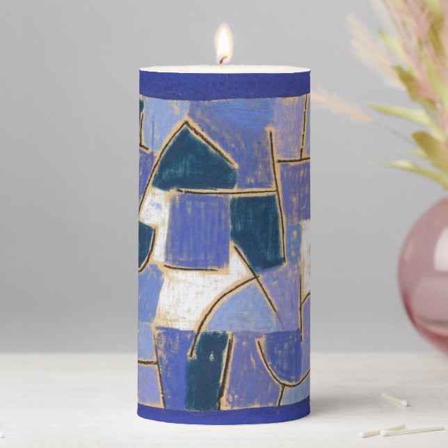 Blue Night by Paul Klee, Abstract  Pillar Candle (In Situ)