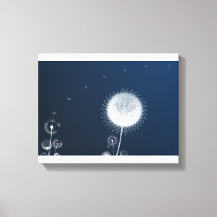 Blue Night Dandelion Canvas Wall Art - Starry Nigh