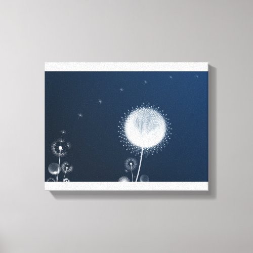 Blue Night Dandelion Canvas Wall Art - Starry Nigh