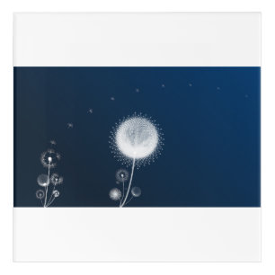 Blue Night Dandelion Canvas Wall Art- Starry Night Acrylic Print