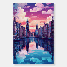 Blue Night in Amsterdam Travel Poster