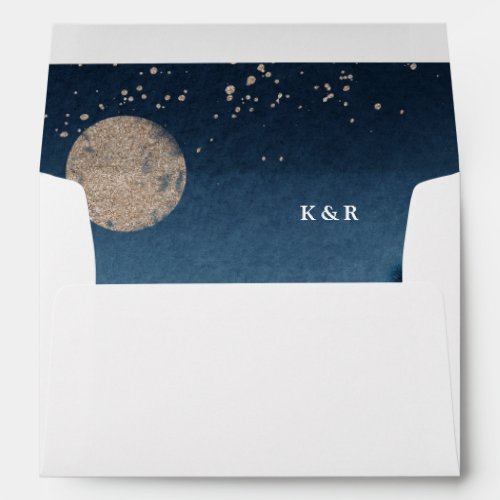 Blue Night Landscape Pre_Addressed Wedding Envelope