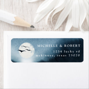 Blue Night Landscape Return Address Label