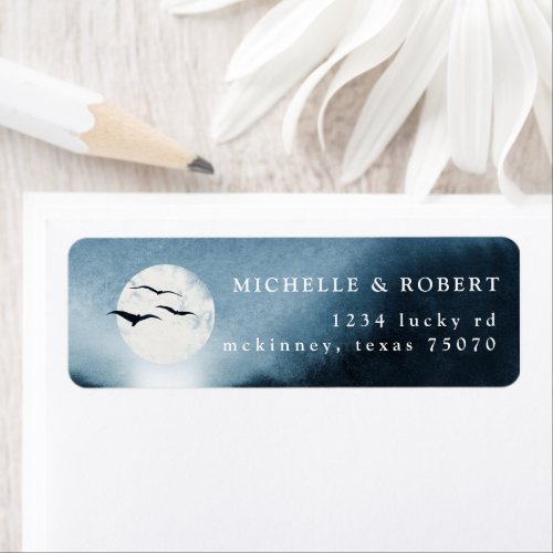 Blue Night Landscape Return Address Label