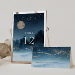 Blue Night Landscape Wedding Table Number<br><div class="desc">Our ''Blue Sky Watercolor Landscape Wedding'' collection features serene landscape illustrations paired with a simple yet elegant script in which all your personalized information is written. Check out our store for more items from this collection.</div>