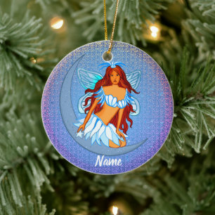 Blue Night Moon Fairy ornament