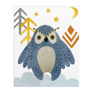 Blue night owl in the forest acrylic print