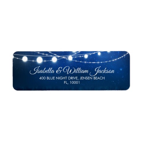 Blue Night  Silver String Lights Wedding Address Label