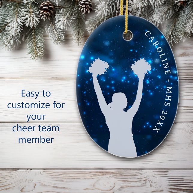 Blue Night Sky Cheer Team Award Ceramic Ornament (Creator Uploaded)