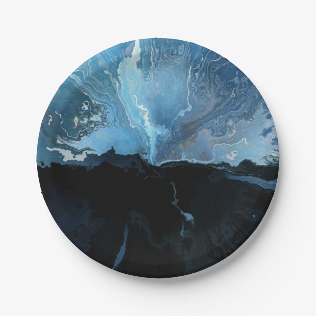 Blue Night Sky Galaxy Paper Plates (Front)
