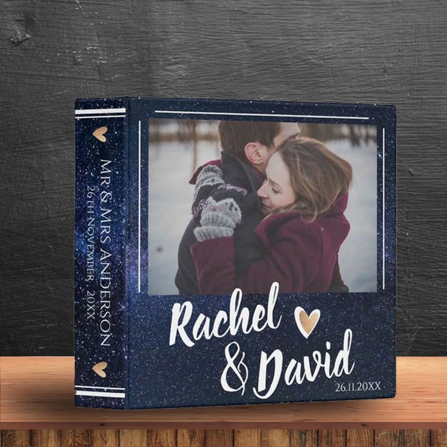 Blue Night Sky Under the Stars  Wedding Photo 3 Ring Binder (Creator Uploaded)