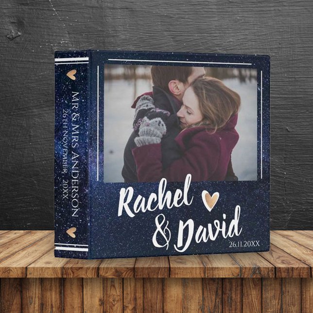 Blue Night Sky Under The Stars Wedding Photo 3 Ring Binder (Creator Uploaded)
