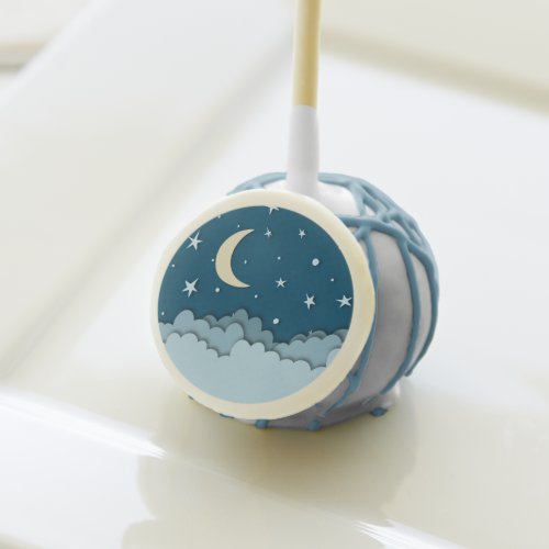 Blue Night Sky with Clouds and Stars Cake Pops