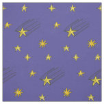 Blue Night Sky With Shooting Star Fabric by Yard