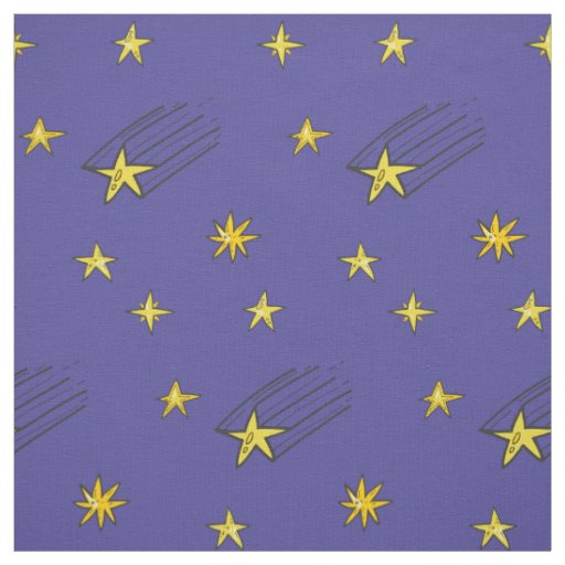 Blue Night Sky With Shooting Star Fabric by Yard