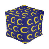 Blue Night Sky Yellow Moon Stars Astronomy Pouf | Zazzle