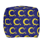 Blue Night Sky Yellow Moon Stars Astronomy Pouf | Zazzle