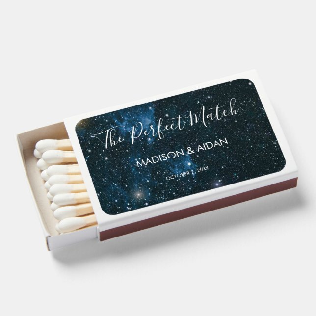 Blue Night Stars Perfect Match Wedding Favors (Front Open)
