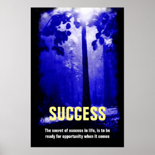 Blue Night Tree Success Quote Inspirational Poster