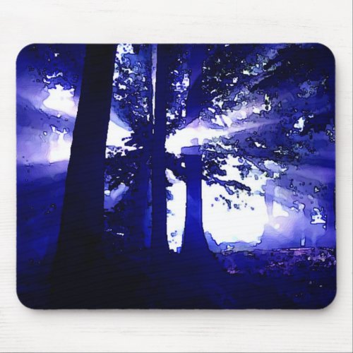 Blue Night Trees Mouse Pad