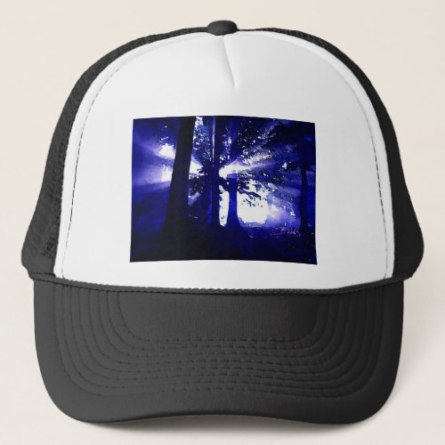 Blue Night Trees Trucker Hat