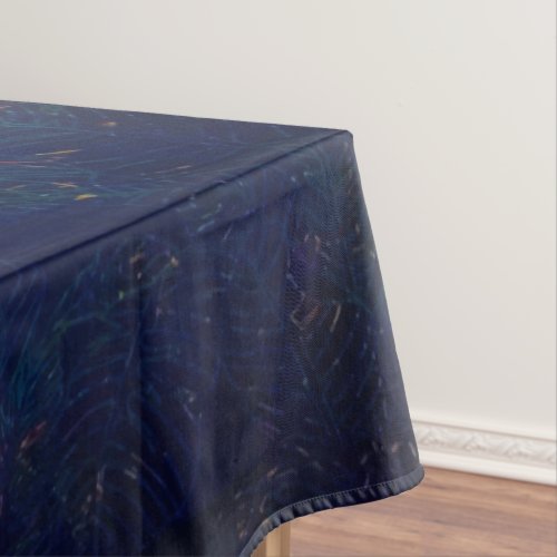 Blue Night Tropical Jungle Leaves Moon Metallic Tablecloth