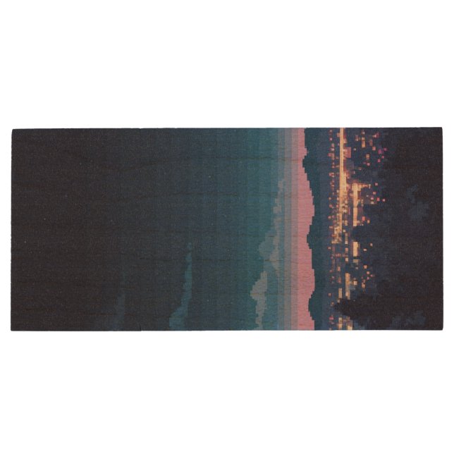 Blue Night USB Wooden Flash Drive (Back)