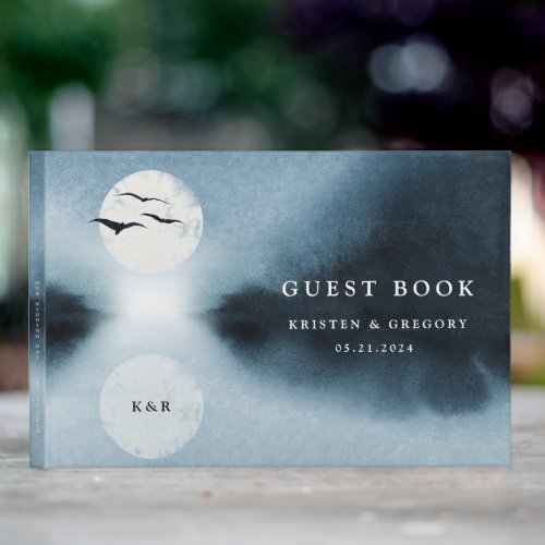 Blue Night Watercolor Landscape Wedding Guest Book