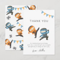 Blue Ninja Party Thank You Card