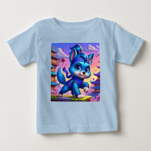 Blue Ninja Puppy Baby T_Shirt